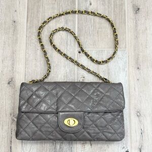 Quilted Grey Chain Strap Shoulder Bag